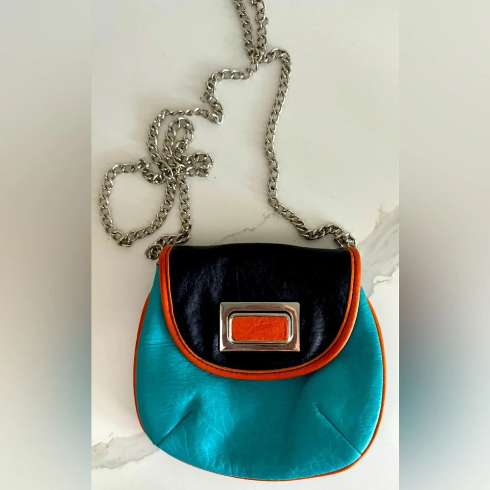 Chocolate New York Retro Chain Strap mini Bag purse turquoise orange Y2K party